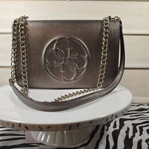 Elegant Metallic Chain Shoulder Bag By GUESS